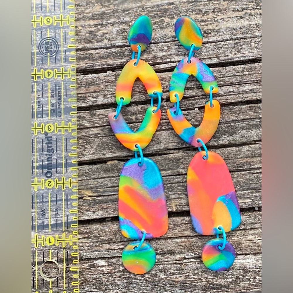 Colorful Abstract Dangle Earrings Handcrafted